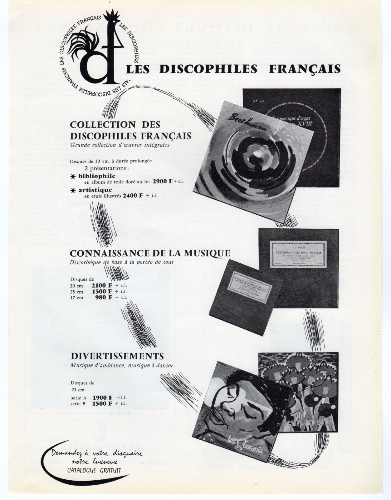 1956 Les Discophiles Français Record Label French Classical Music Advertising Je