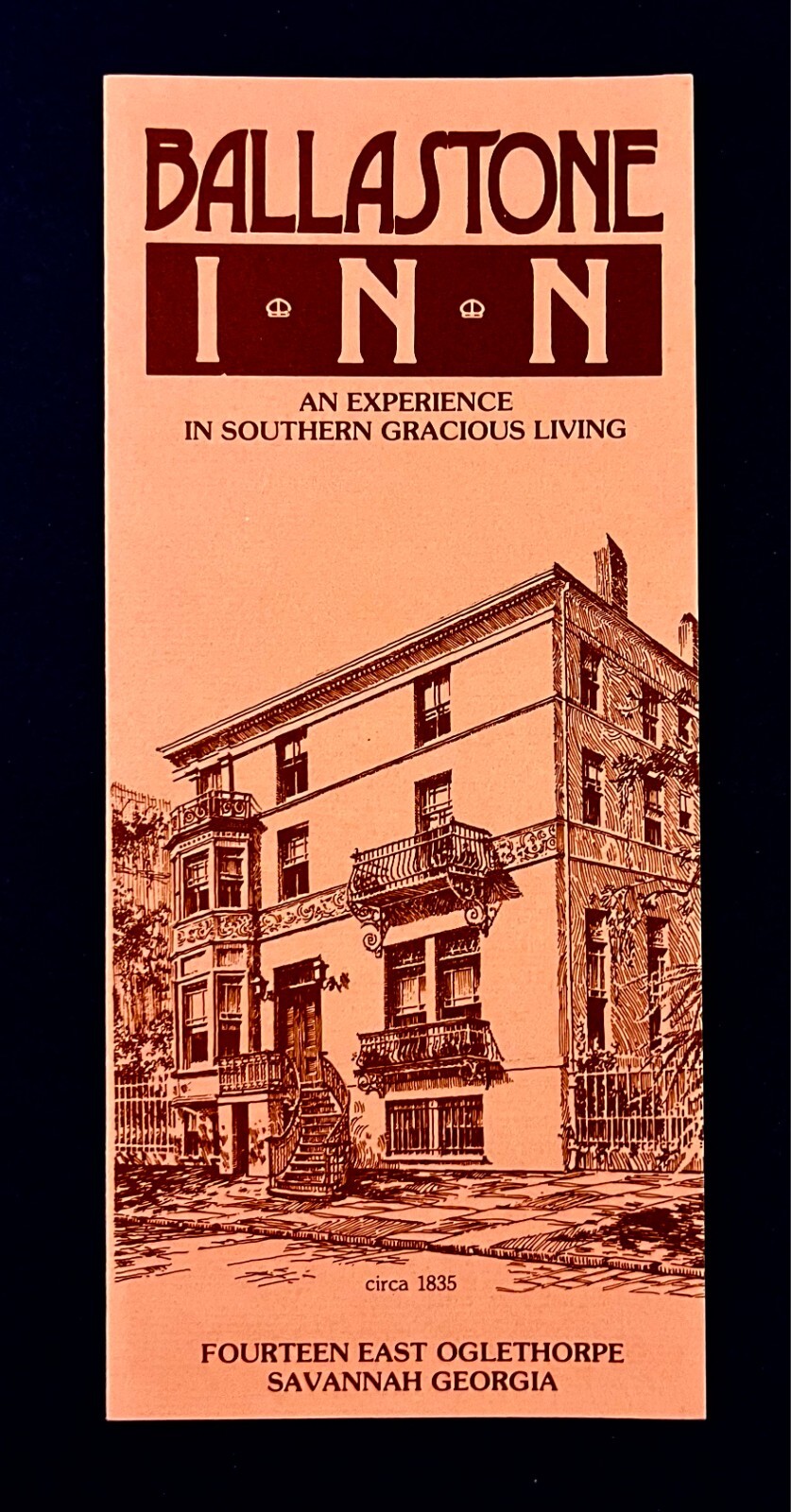 1980s Savannah Georgia Ballastone Inn Historic Hotel GA Vintage Travel Brochure