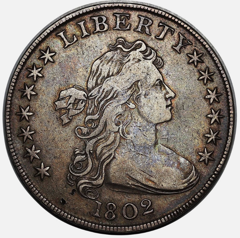 1802 Draped Bust Dollar *Ultra Key Date,  Choice VF+