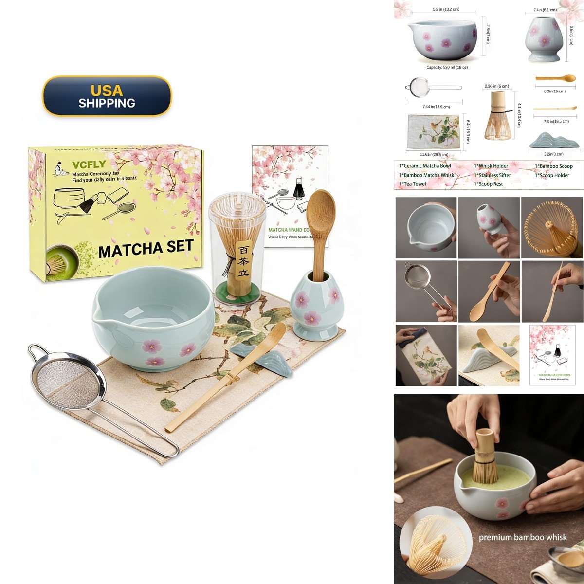 Startopfield Matcha Whisk Set,8 Pcs Ceramic Matcha Set,Matcha Kit Matcha Startopfield Matcha Whisk Set,8 Pcs Ceramic Matcha Set,Matcha Kit Matcha