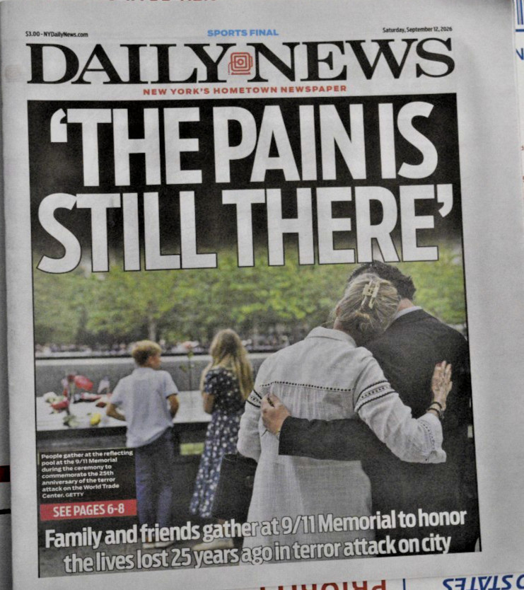 9/11 25th Anniversary Ny Daily News 9/12/2026