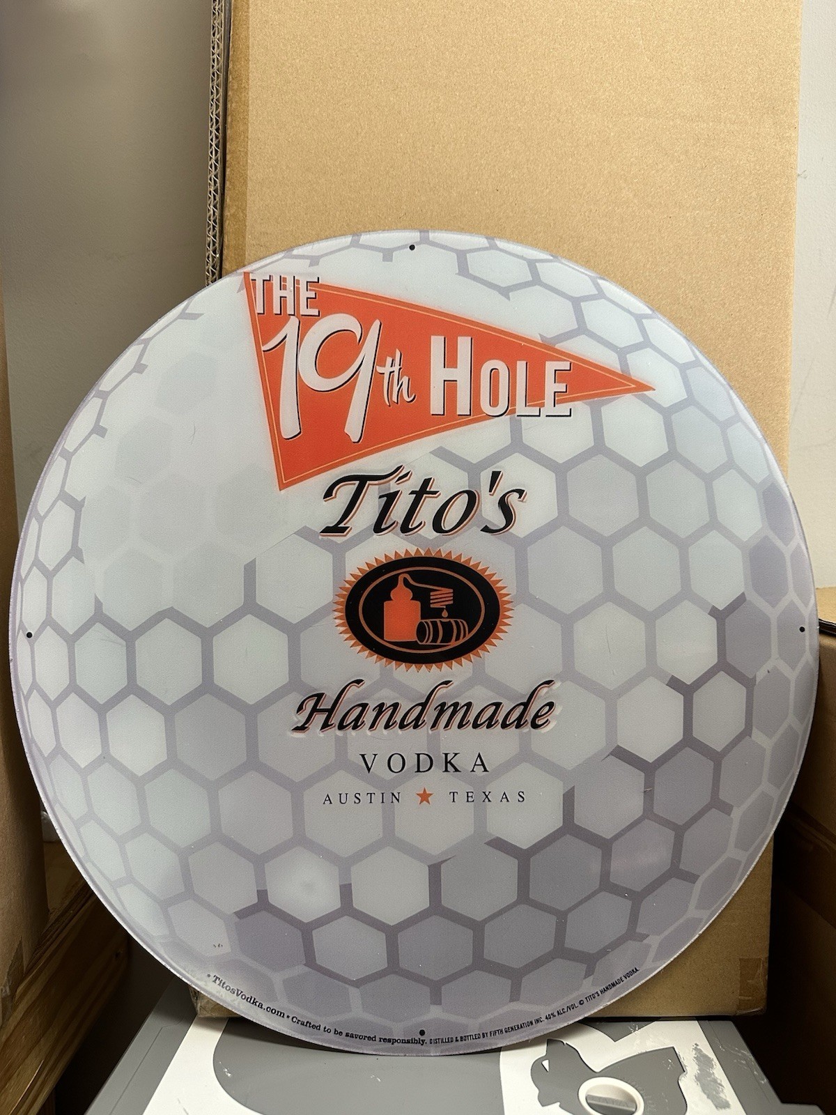 Titos Handmade Vodka Austin Texas 19th Hole Golf Ball Acrylic Sign