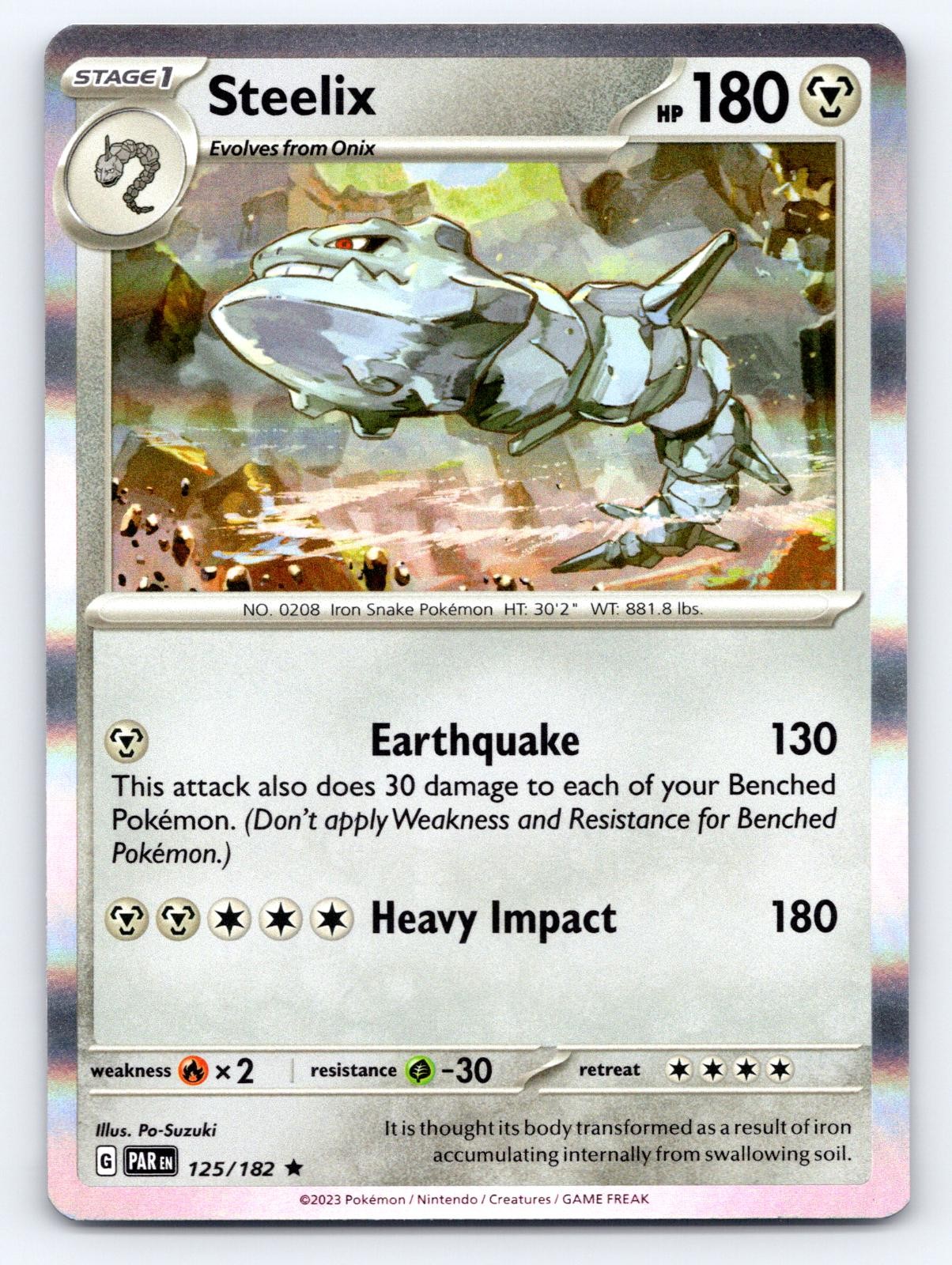 Steelix 125/182 Rare Paradox Rift Pokemon Holo Near Mint