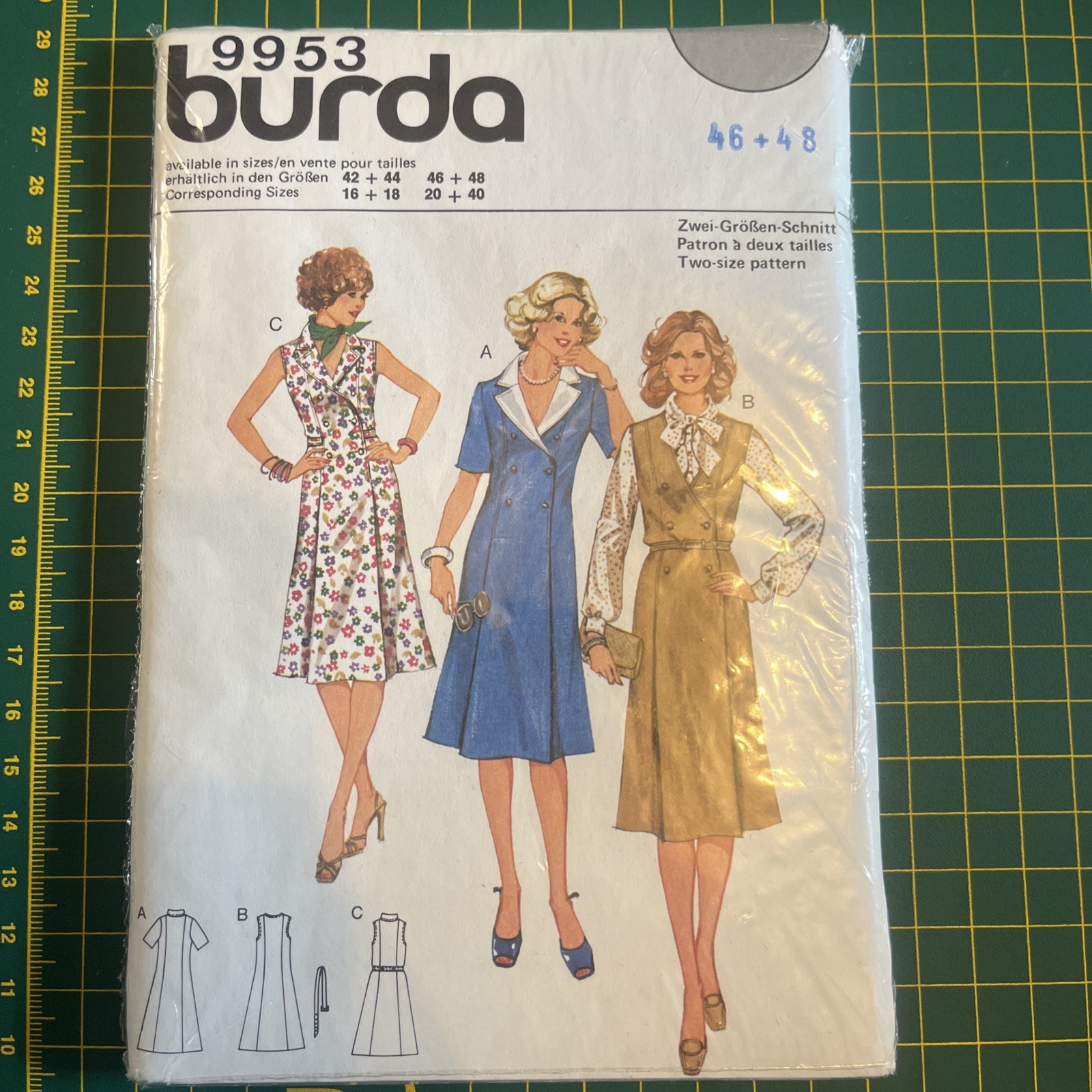 Vintage Burda Pattern, 9953, Dress in 3 Styles 
