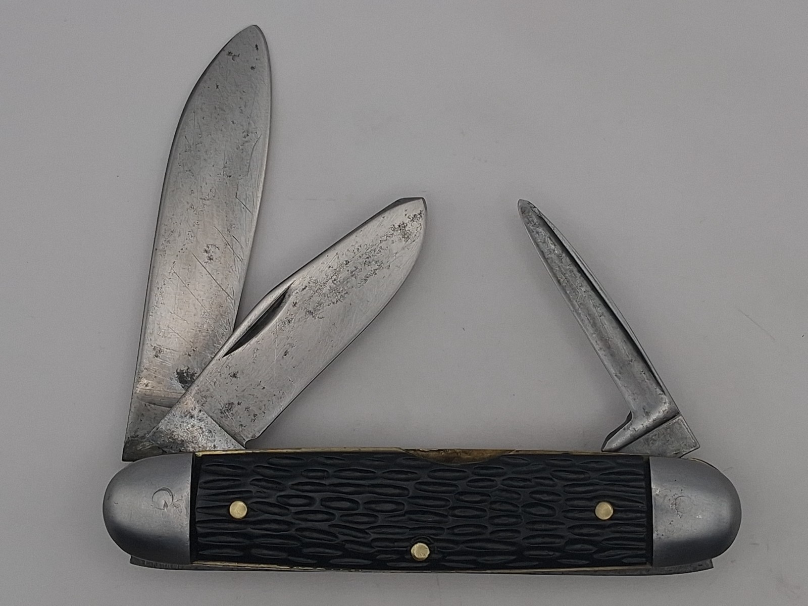 Vintage 1940s-60s Unbranded Contract Stockman Pocket Knife Genuine Black