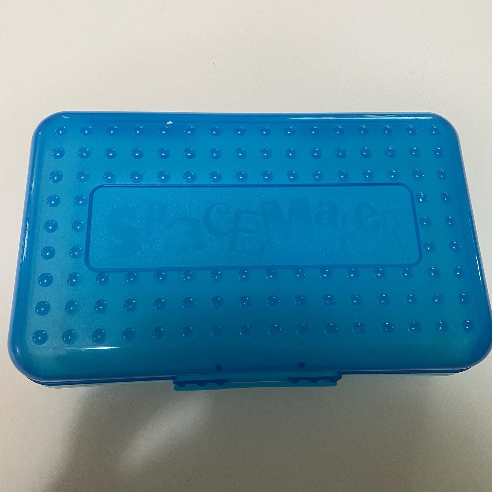 Vtg Original 90s SpaceMaker Plastic Pencil Box School Storage Case Teal Blue