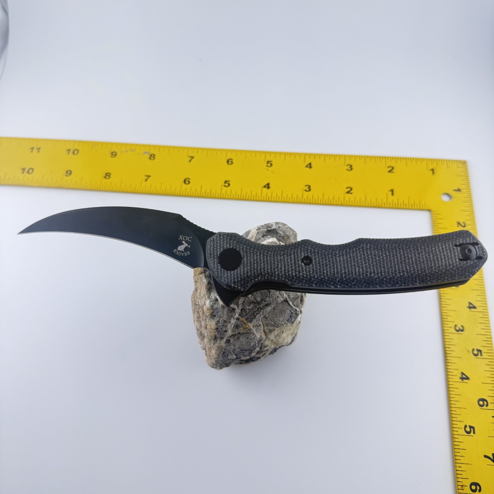 XOC Knives Blackout Raptor w/Micarta Scales Pocket Clip 14C28N Steel Folder