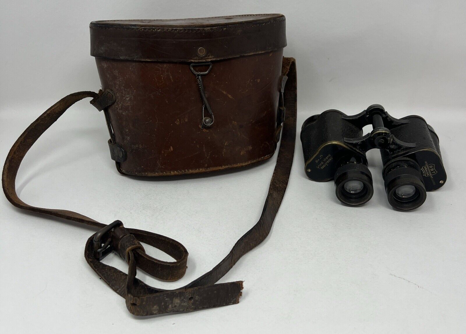 Vintage Binoculars BBT KRAUSS Paris 8x30 Decigrades with Case NO 20303