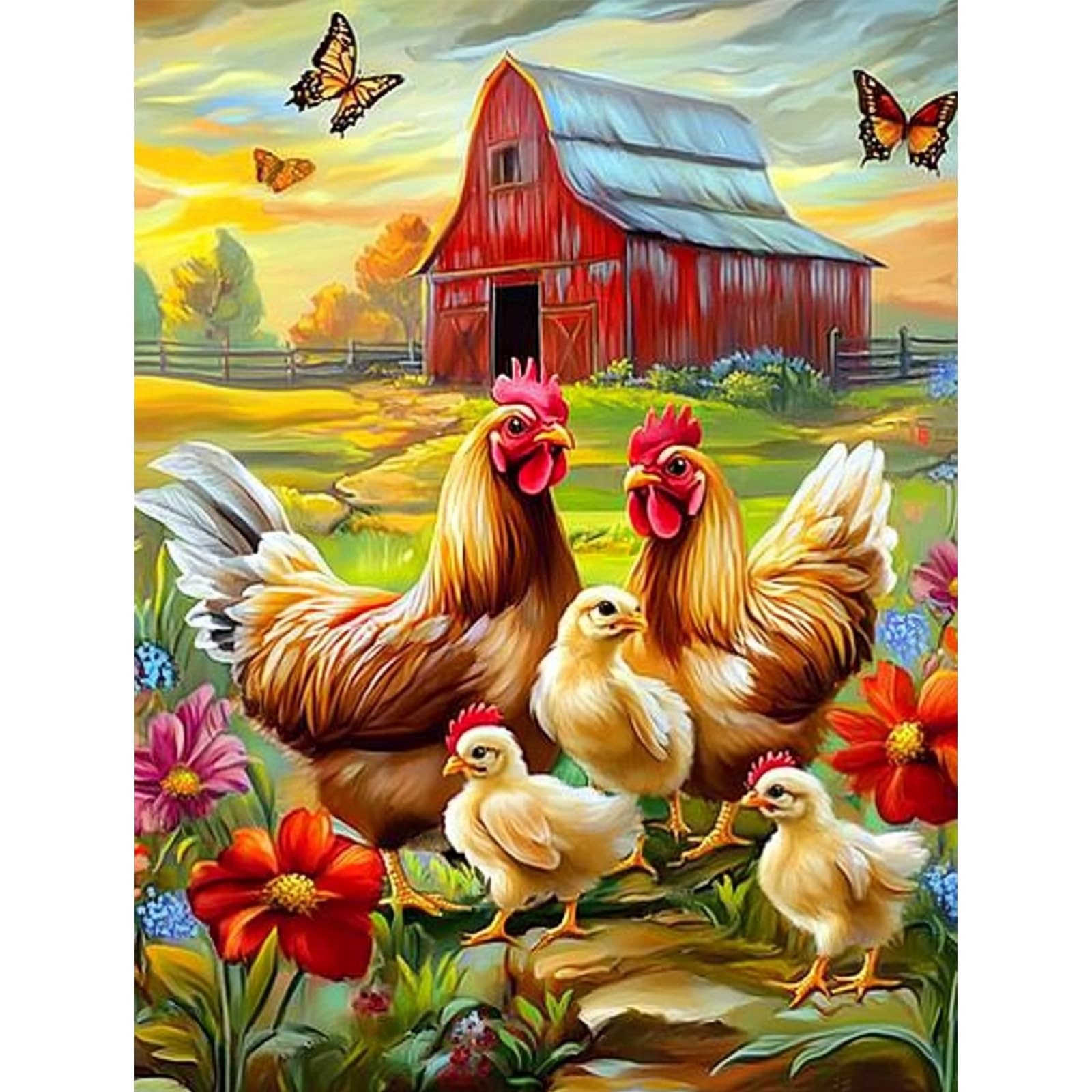 Chickens Diamond Art Kits for Adults, Rooster Diamond Painting Kits for Beginne Chickens Diamond Art Kits for Adults, Rooster Diamond Painting Kits for Beginne