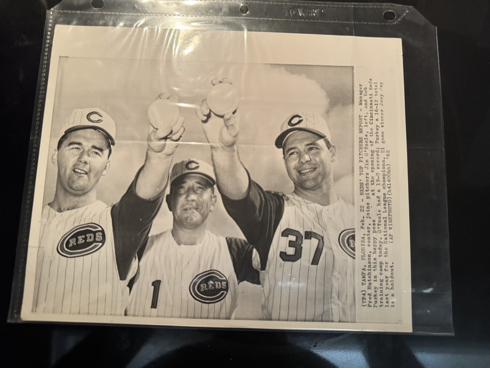 1962 Press Photo Cincinnati Reds manager Fred Hutchinson Jim O'Toole  Bob Purkey
