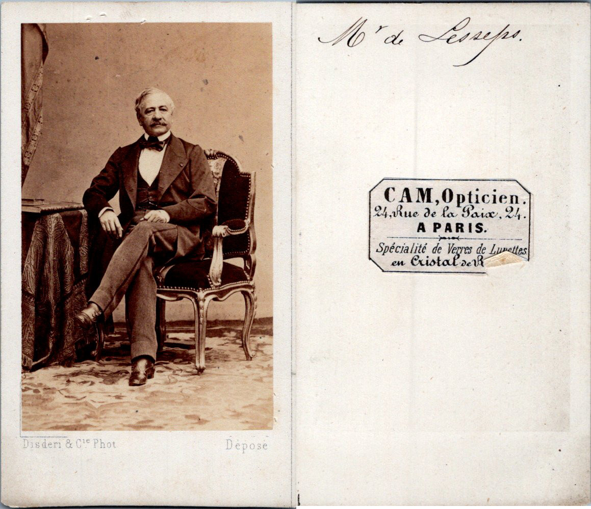 Disdéri, Paris, Ferdinand de Lesseps, French diplomat and entrepreneur, circa 