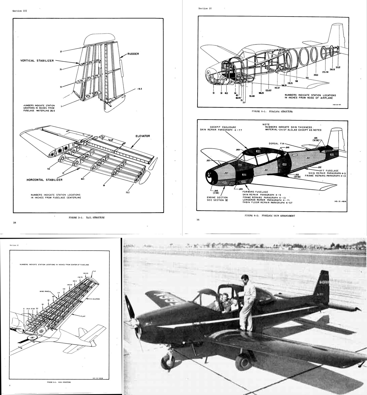 Ryan Navion Structural Repair service rare period manual 1950\'s PDF aircraft