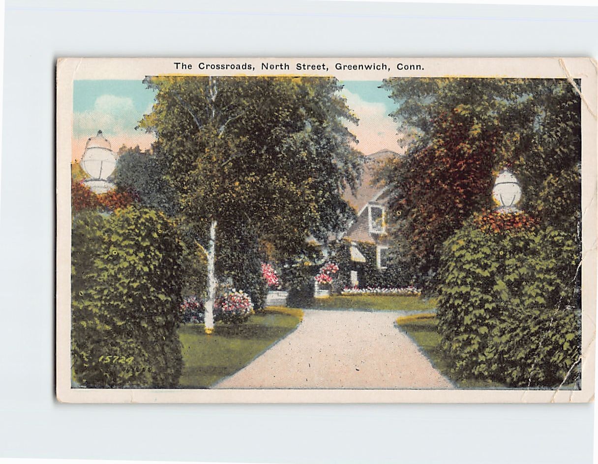 Postcard The Crossroads, North Street, Greenwich, Connecticut