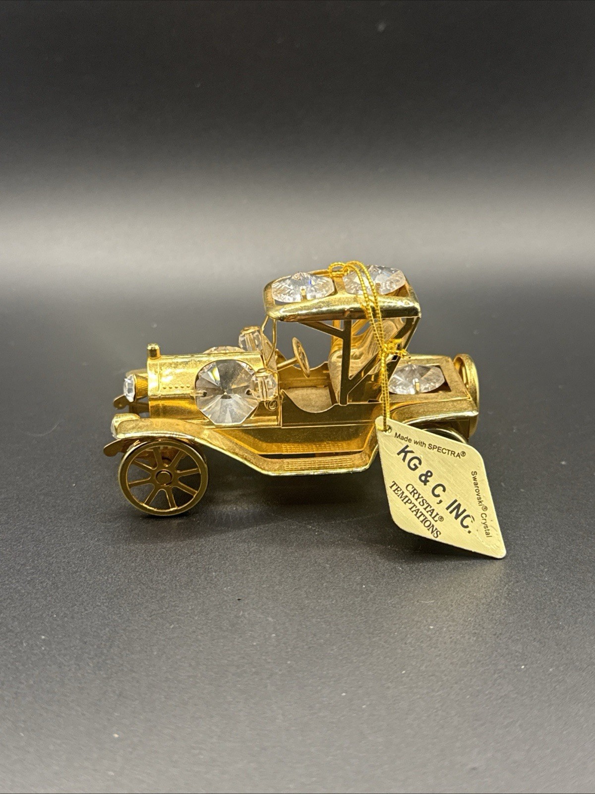 VINTAGE CAR~24K GOLD PLATED FIGURINE  ADORNED USING SWAROVSKI CRYSTAL ELEMENTS