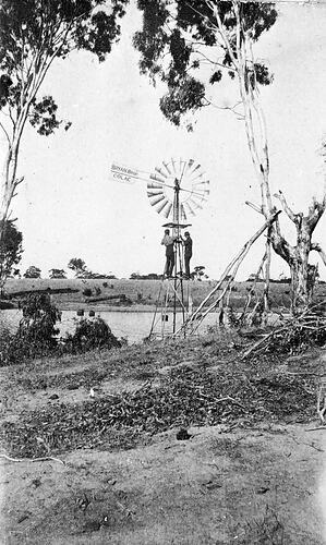Casterton District, Victoria, 1920 Two men adjusting a Brown Brothers Old Photo