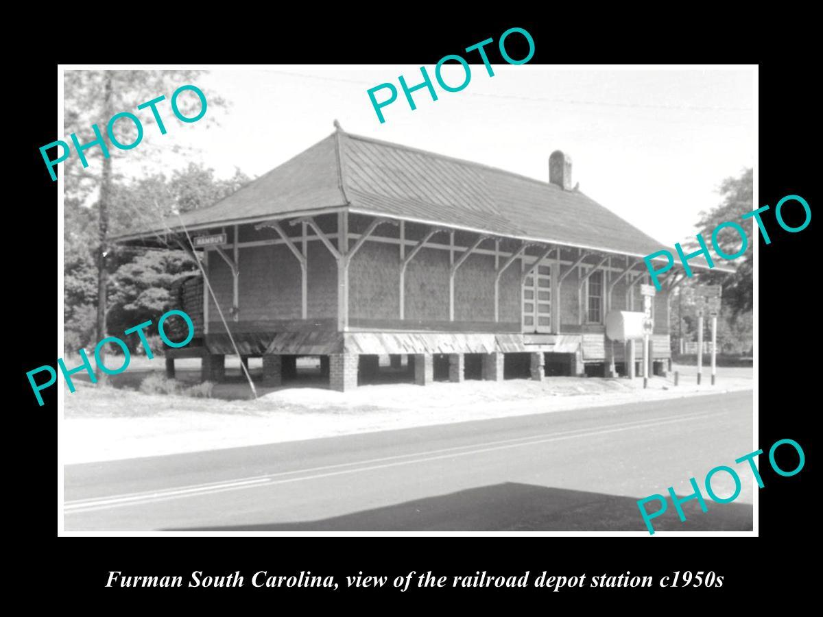 OLD HISTORIC PHOTO OF FURMAN SOUTH CAROLINA RAILROAD DEPOT STATION c1950s