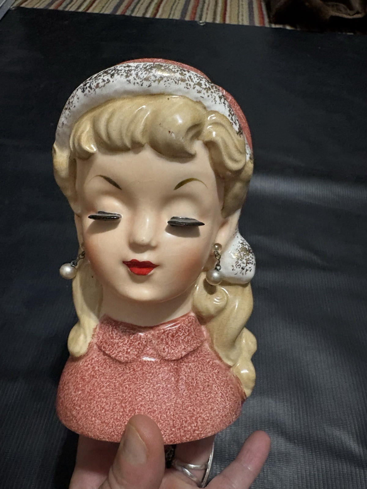 Rare Vintage 50s 60s Christmas Santa Baby Lady Head Vase Nippon Mcm Kitsch