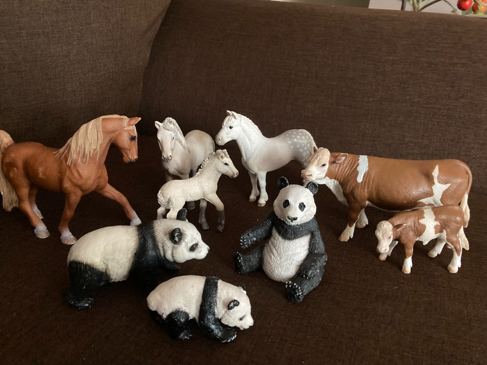 Schleich Animal Lot - Horses, Foal, Panda, Cow, Calf