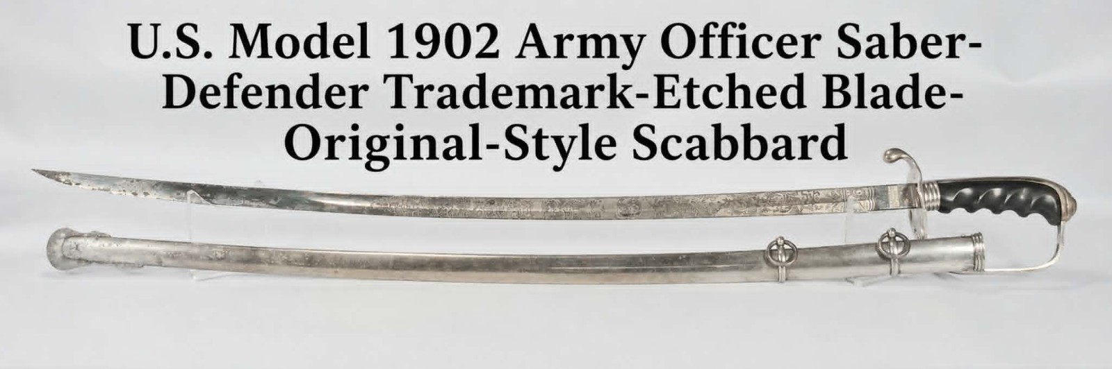 US M1902 Army Officer Sword Defender Etched Blade Scabbard WWI Era Rough