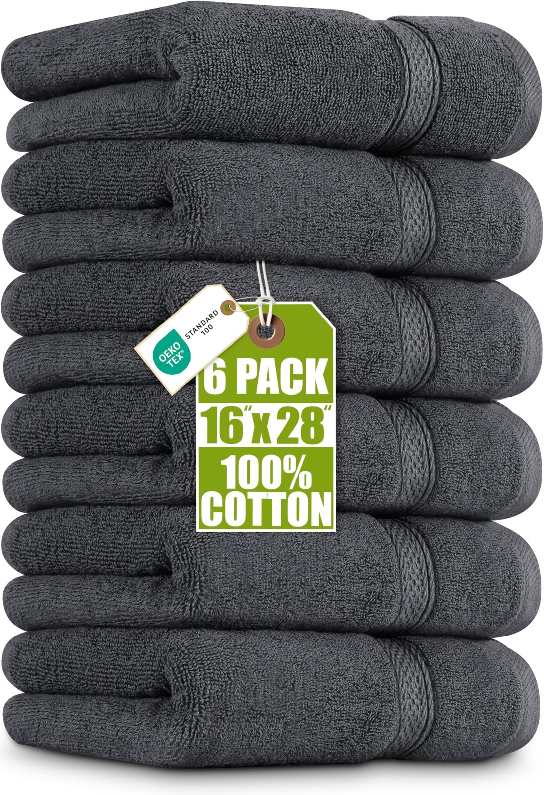 Utopia Towels 6 Pack Premium Hand Towels, 16x28 in, 600 6 Grey