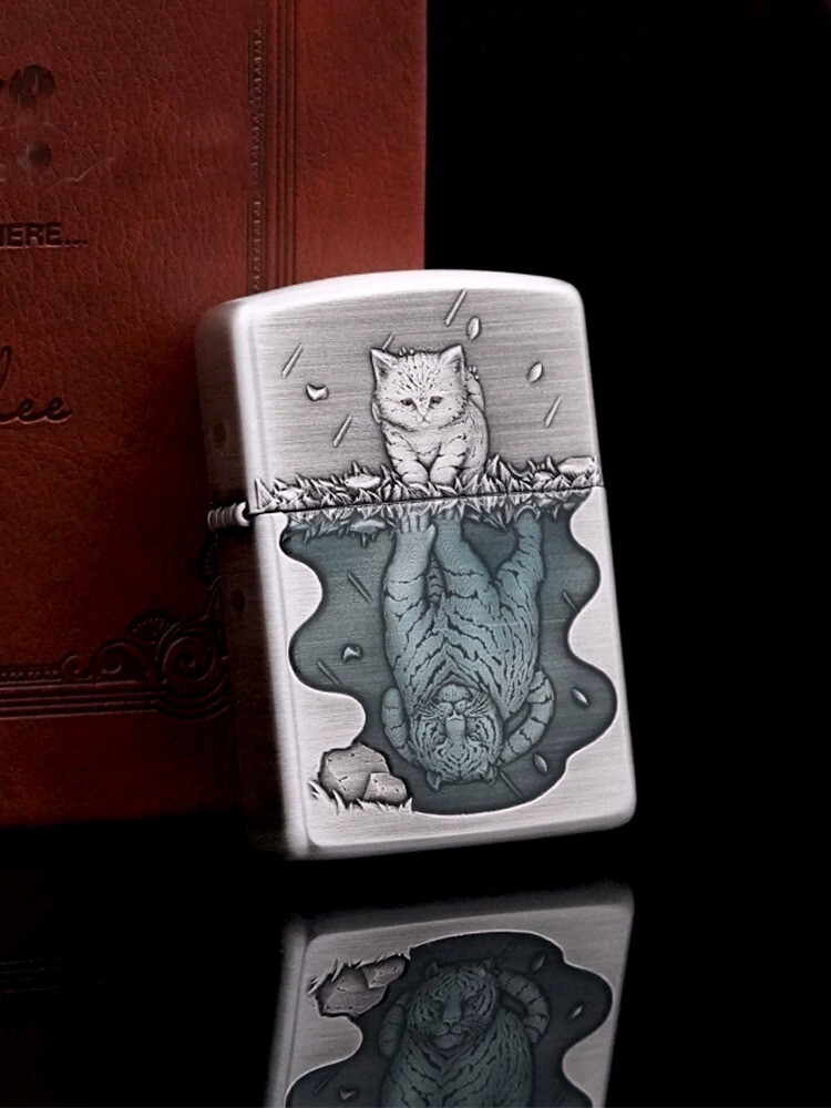 Zippo Armor Custom Lighter Cat to Tiger Design – Inspirational Quote Gift Zippo Armor Custom Lighter Cat to Tiger Design – Inspirational Quote Gift