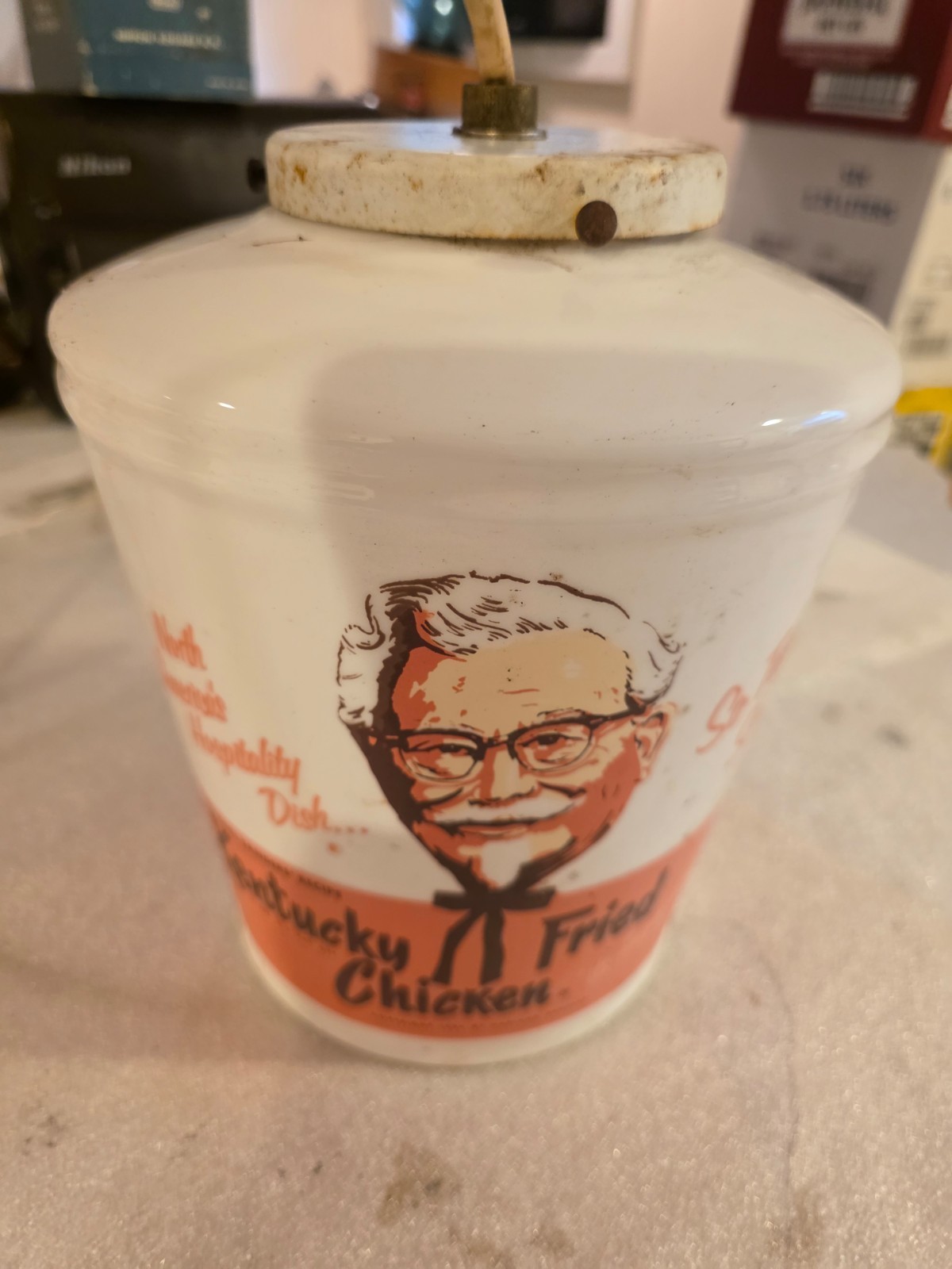 Vintage KFC Milk Glass  Bucket Globe Light Shade -1969