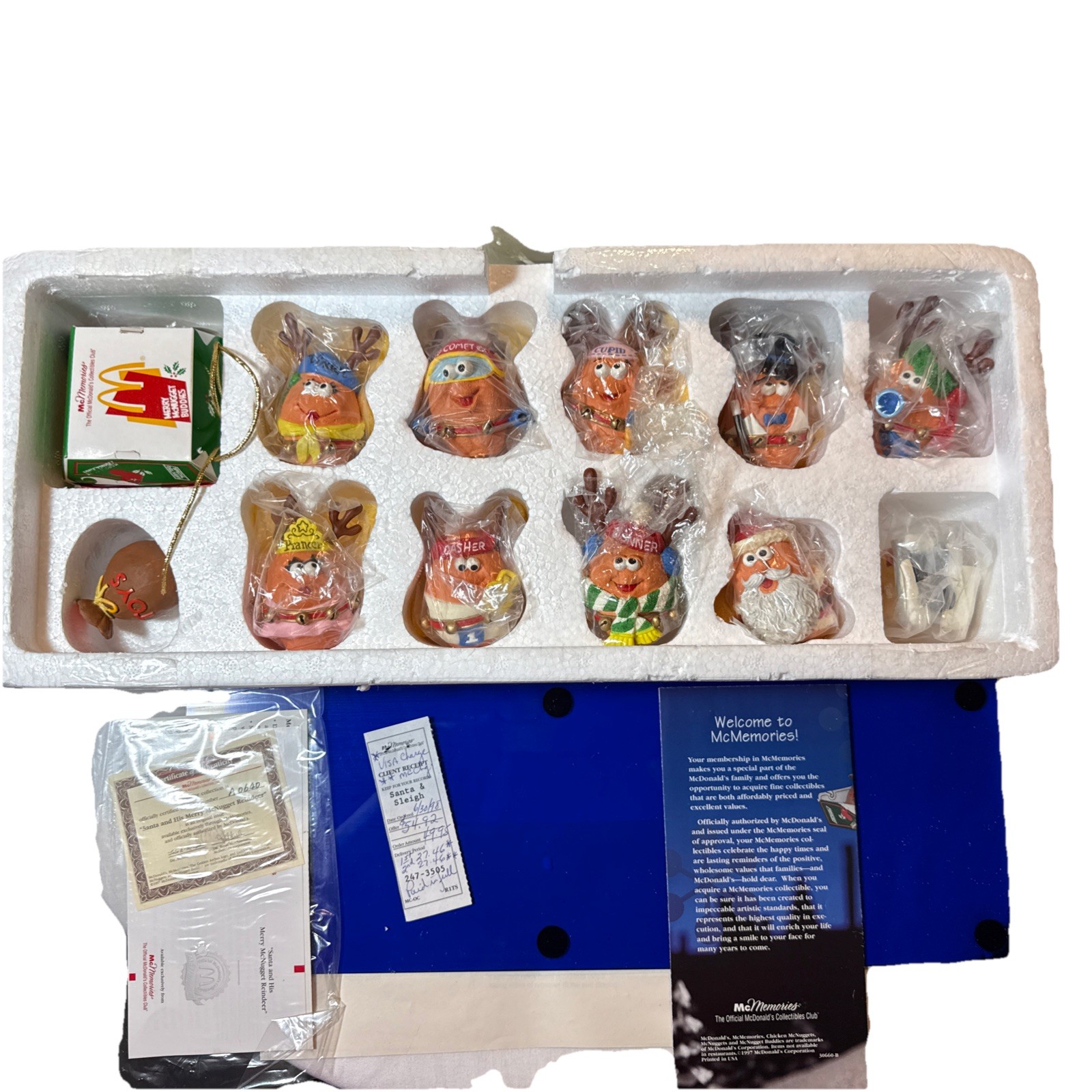 Vintage Mcmemories Santa And His Merry McNugget Reindeer New Complete Box 30660