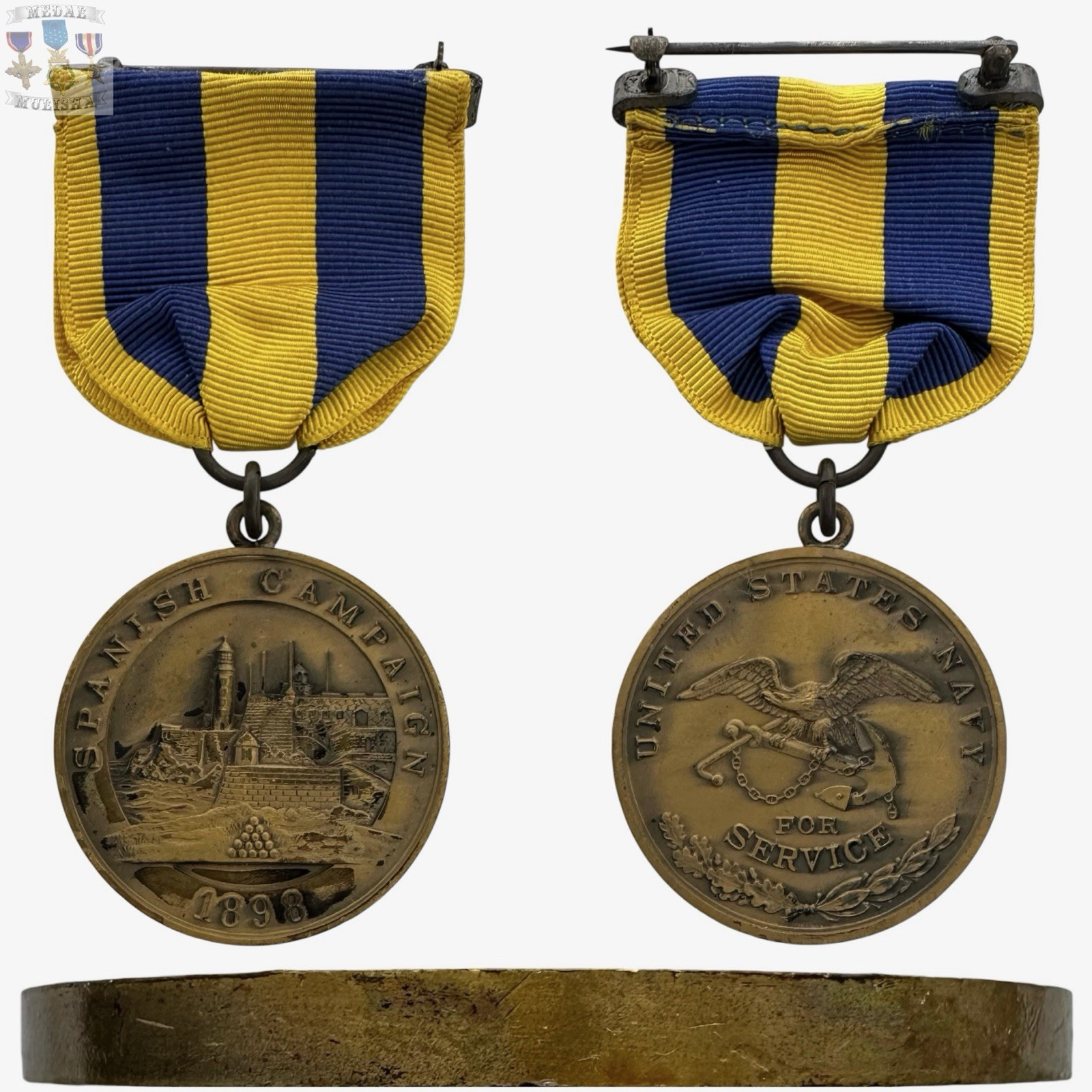 US NAVY 1898 SPANISH CAMPAIGN MEDAL 1923 BASTIAN BROS. CONTRACT SPLIT BROOCH #6