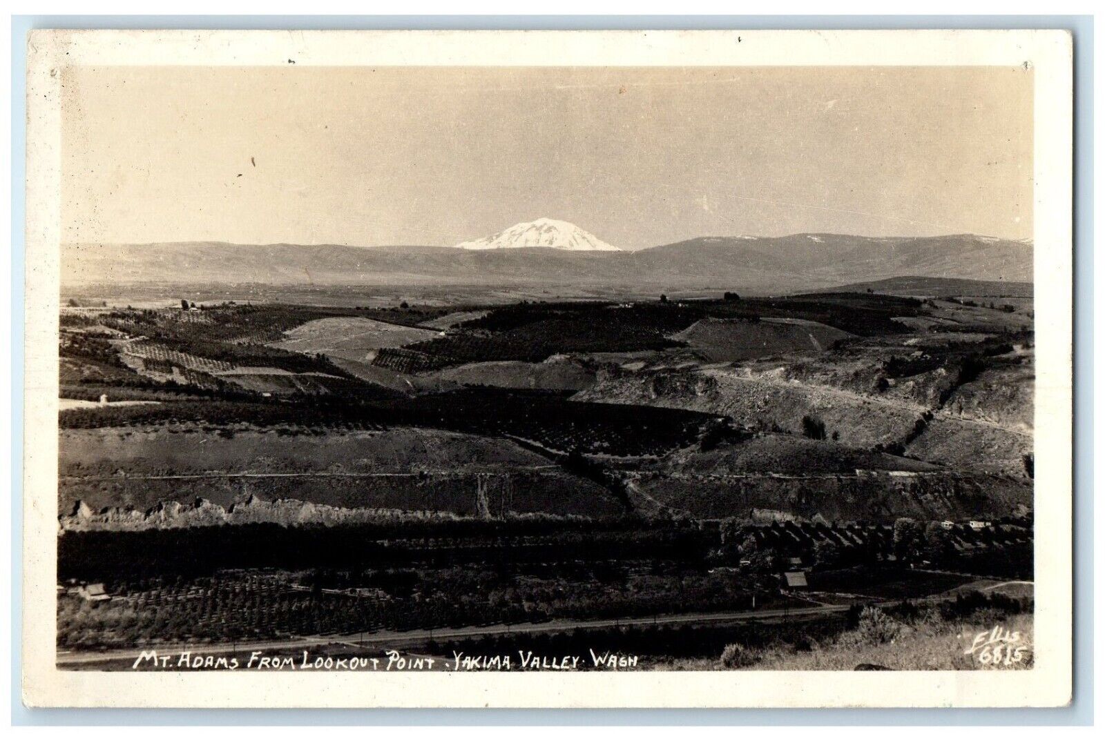 c1940s Mt. Adams From Lookout Point Yakima Valley Washington RPPC Photo Postcard