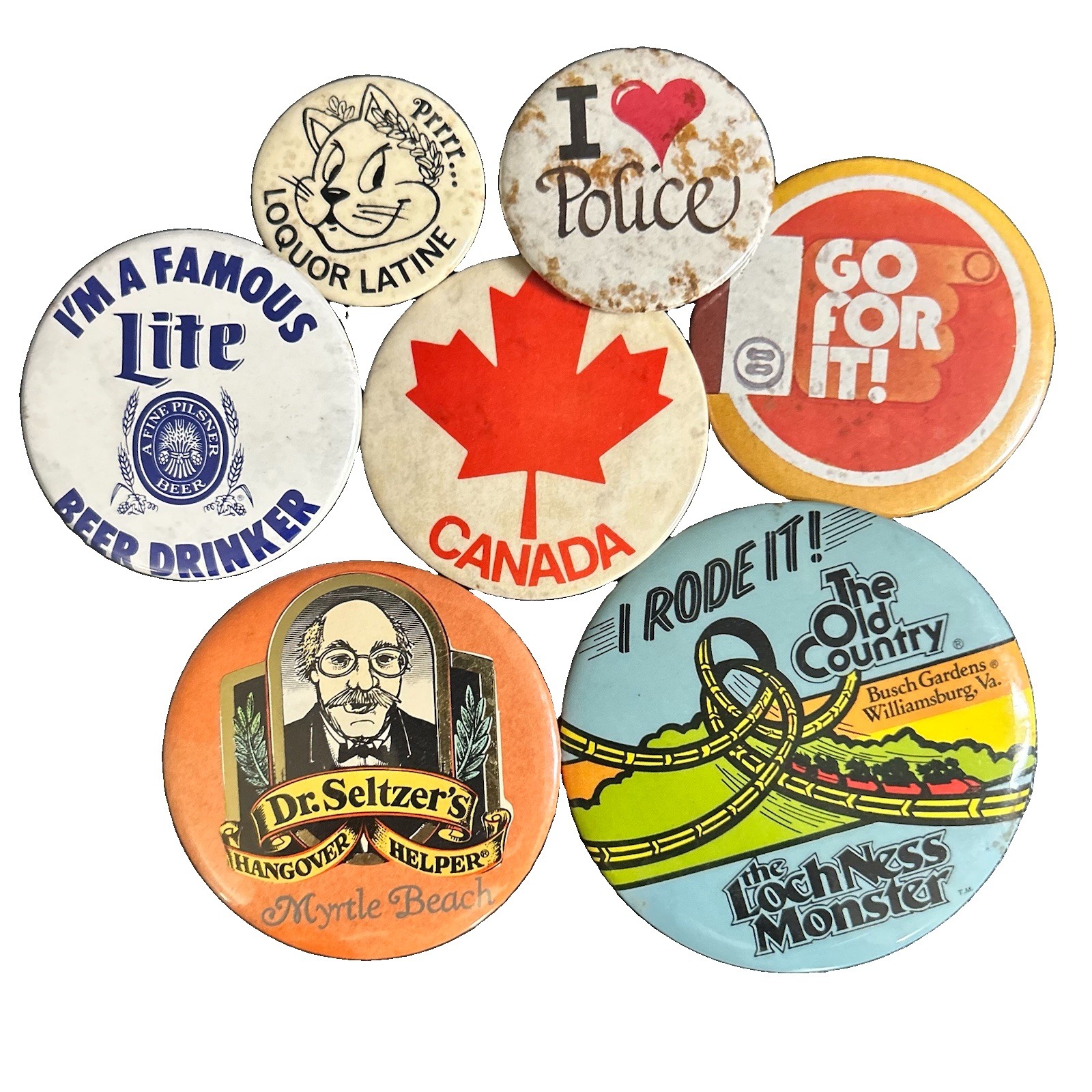 Collection of Vintage Pins Lot Vintage Ads Souvenirs Collectibles