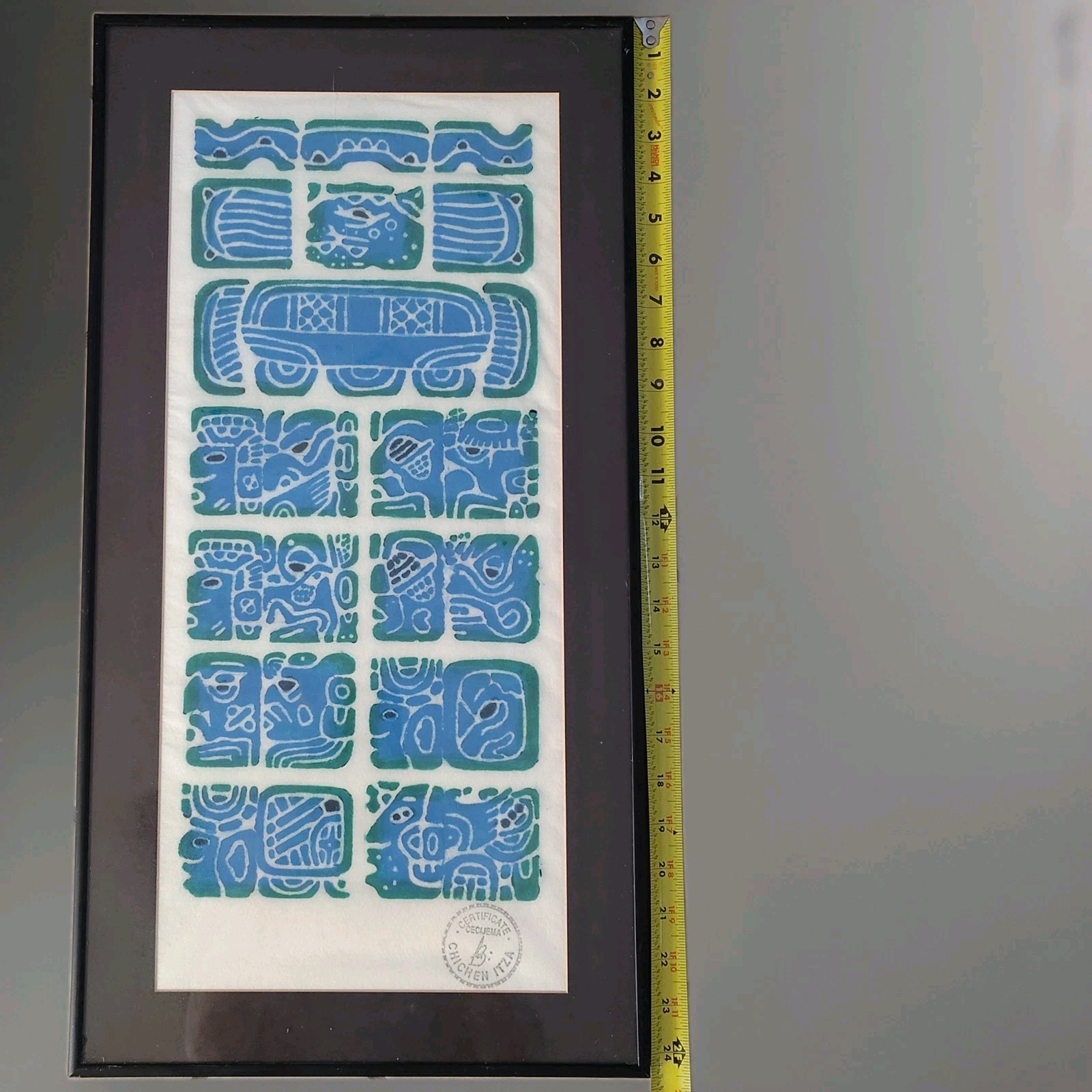 vintage Certified Chichen Itza Mayan stelae / stone rubbing