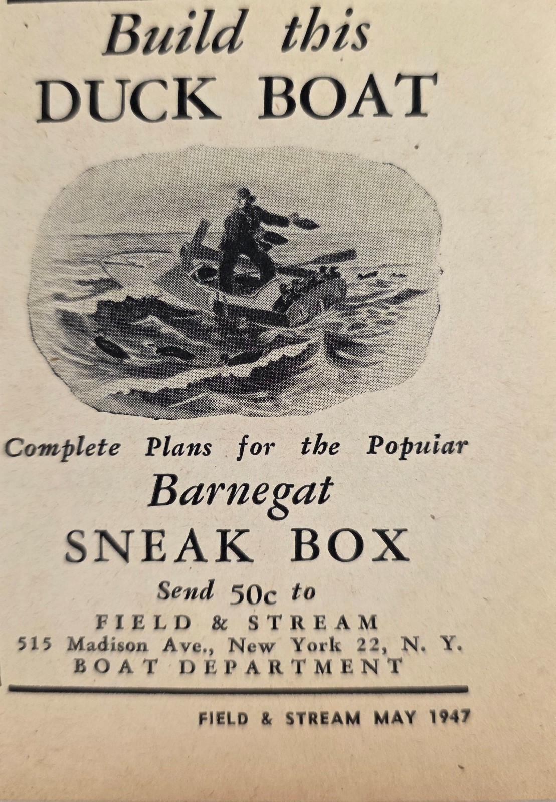 1947 Print Ad Barnegat Sneak Box Duck Boats Build Your Own Kits New York,NY