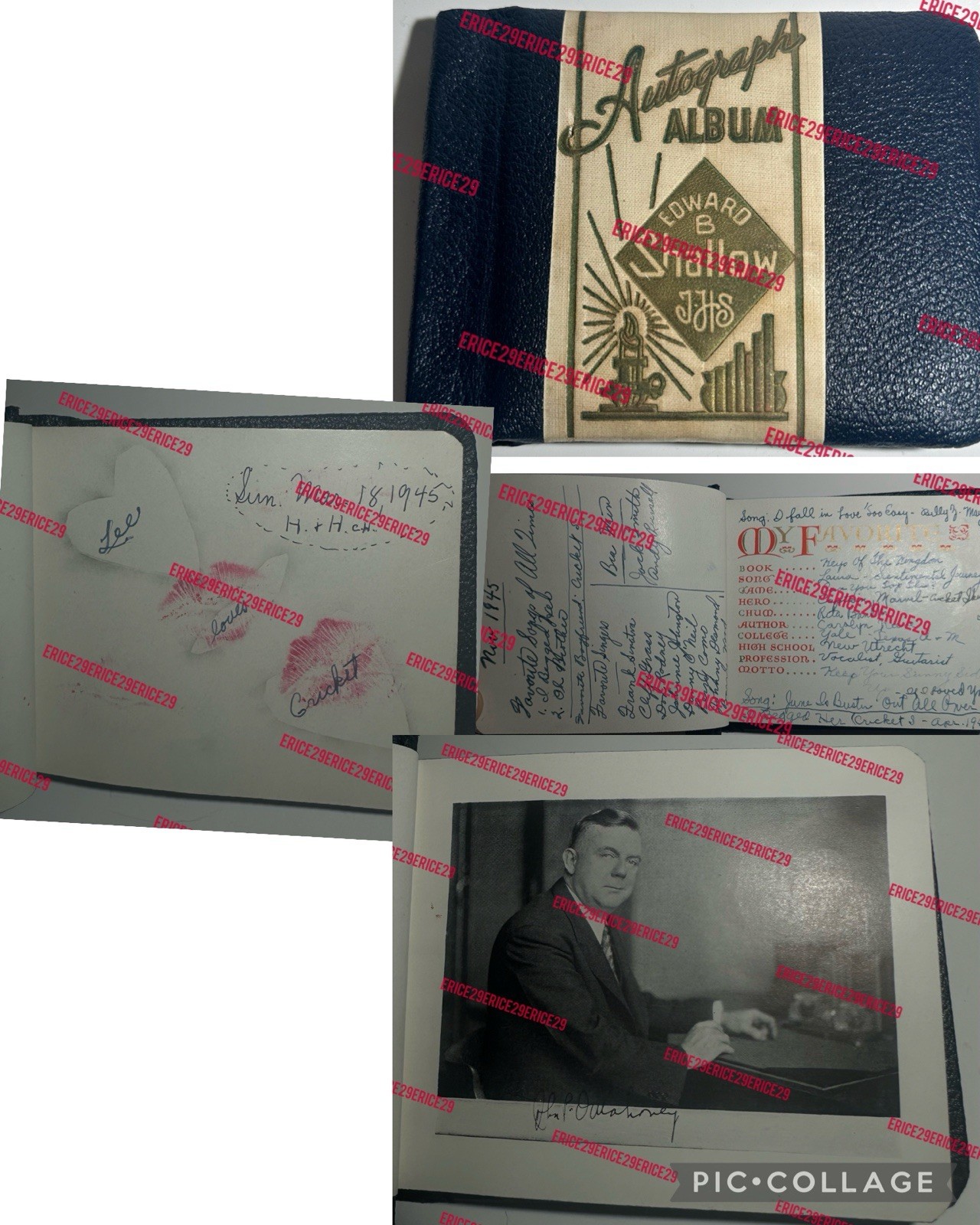 1945 Edward B. Shallow Junior High School 227 Brooklyn, New York Autograph Album