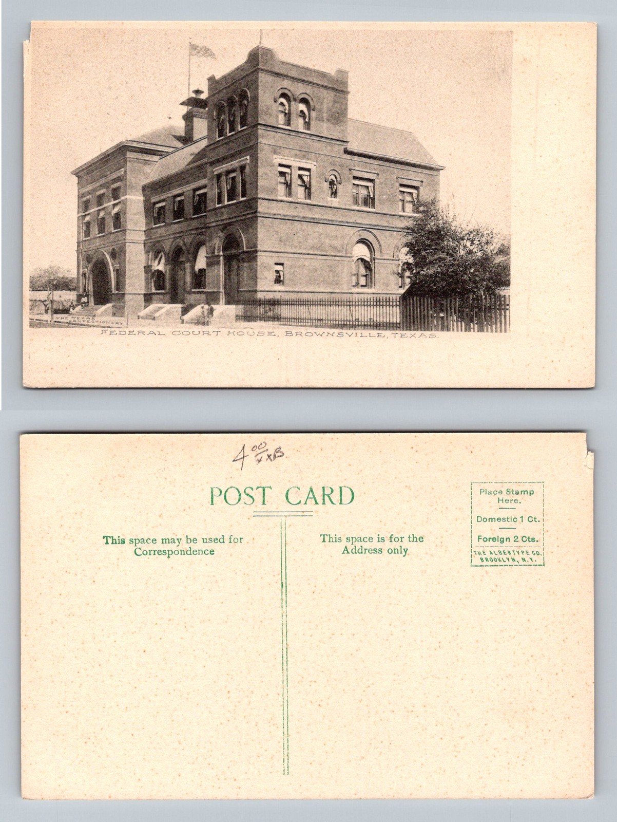 Brownsville, TX-Texas, Federal Court House Building, Old Postal Vintage Postcard