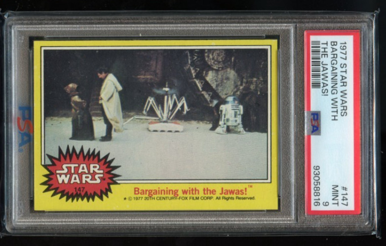 1977 Topps Star Wars # 147 Bargaining with the Jawas PSA 9 MINT Vintage Yellow