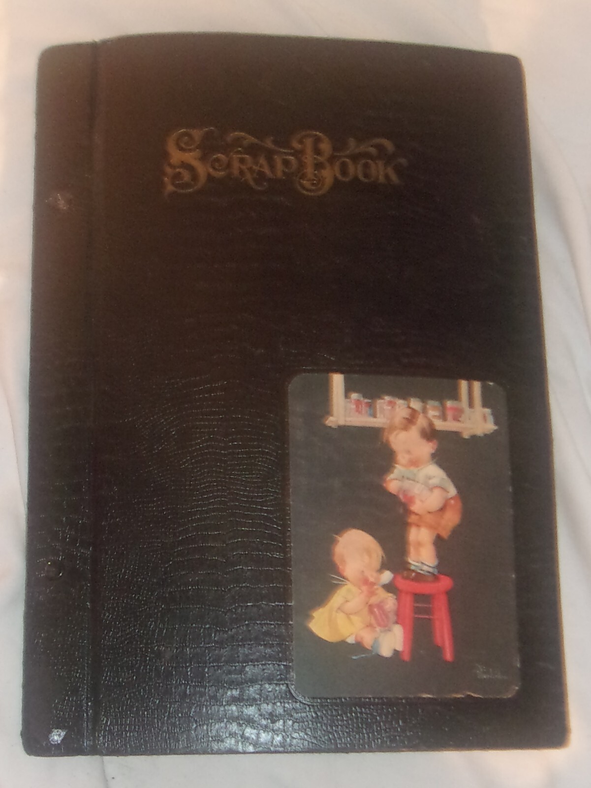 VINTAGE SCRAPBOOK FROM 1930s OLD CARDS PHOTOS LETTER HALLMARK 1935 MAN SIZE CARD