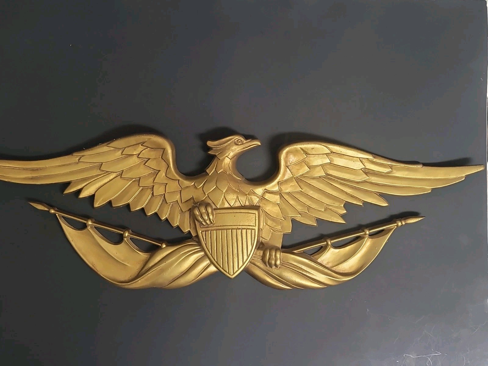 Vintage Sexton Metal Eagle Bird Wall Plaque with Shield and Wings Spread 27\