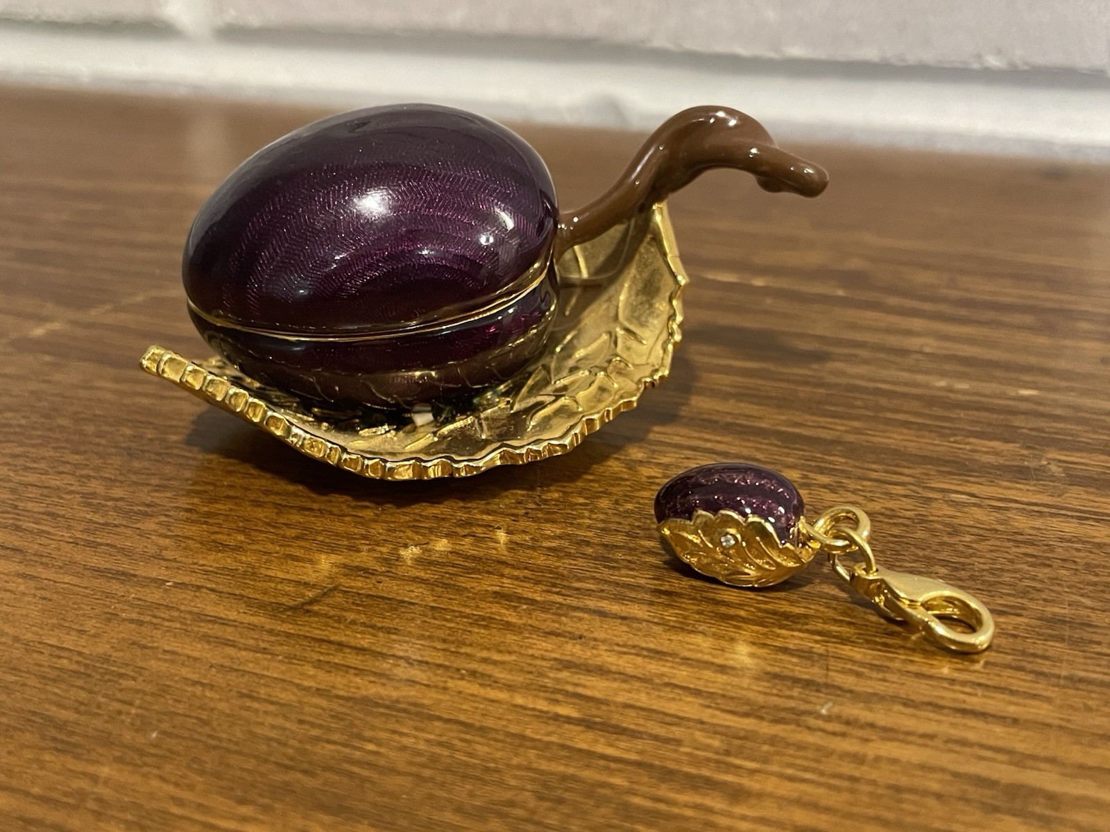 Vintage Edgar Berebi Limited Edition Plum Trinket Box with Charm