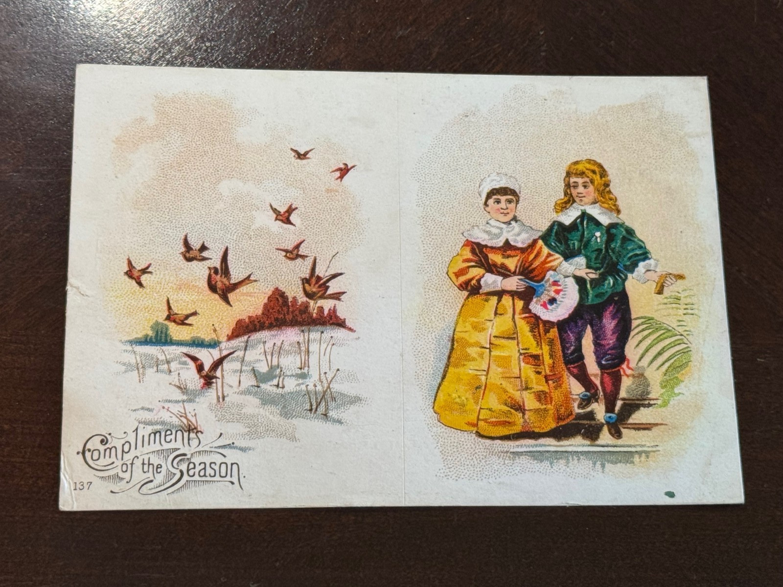 D-073 1889 Victorian Trade Card Calendar Rogers Cough & Lozenges-Man & Lady