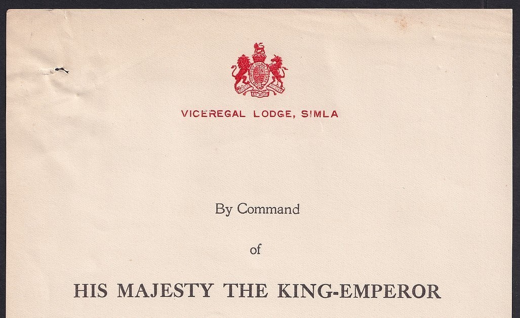 India 1937 Coronation medal for Maharaja Patiala on VICEREGAL LODGE, Simla ltr
