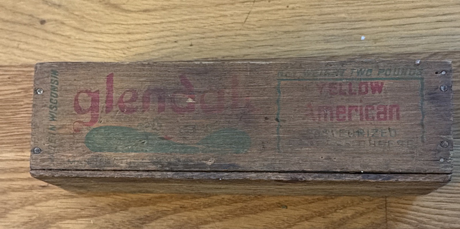 Vintage Glendale Club Wooden Yellow American Cheese Box Made in Wisconsin