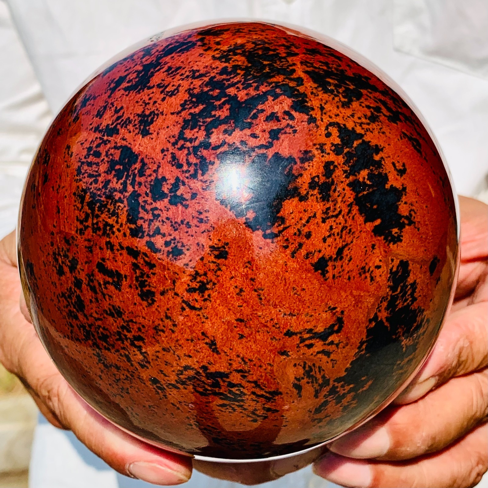 5.24LB Natural Red Obsidian Sphere Crystal Ball Healing Stone Quartz Reiki