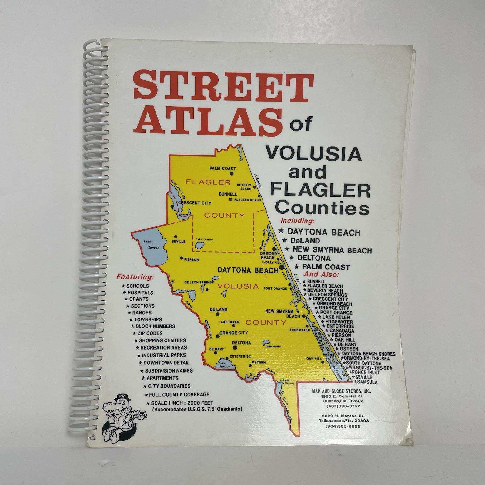 Vintage 90’s Volusia And Flagler County Florida Street Atlas Spiral