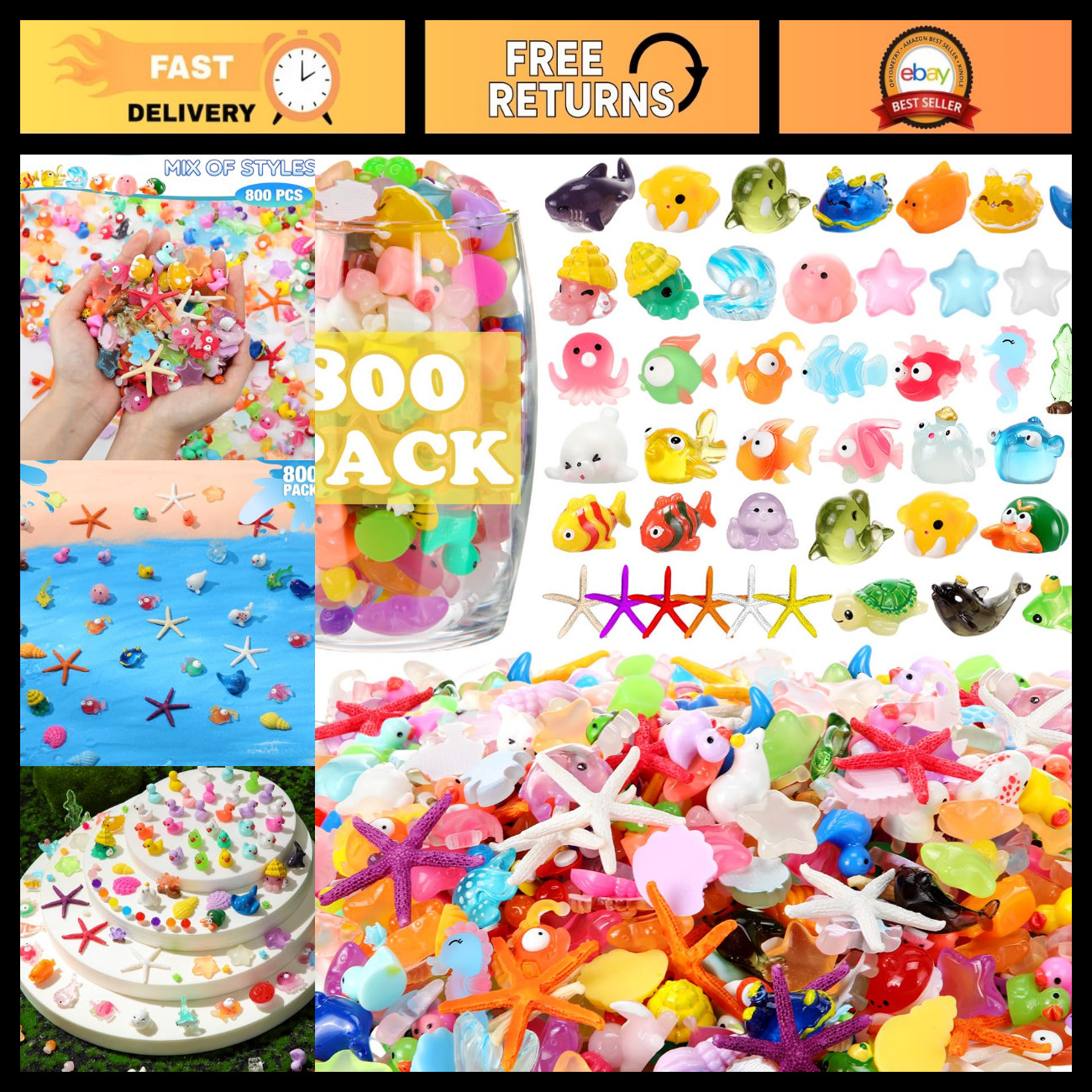 800 Pcs Mini Resin Animal Figures - Tiny Garden Accessories for Crafts & Decor