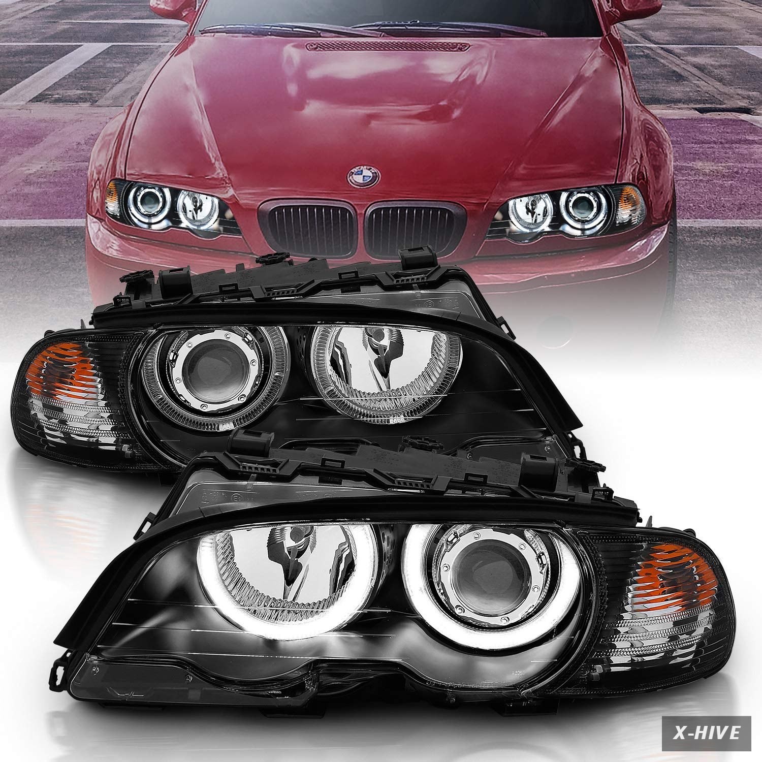 for 1999-2001 BMW 3 Series E46 323Ci 328Ci 325Ci 330Ci M3 Coupe W/Halos Projecto