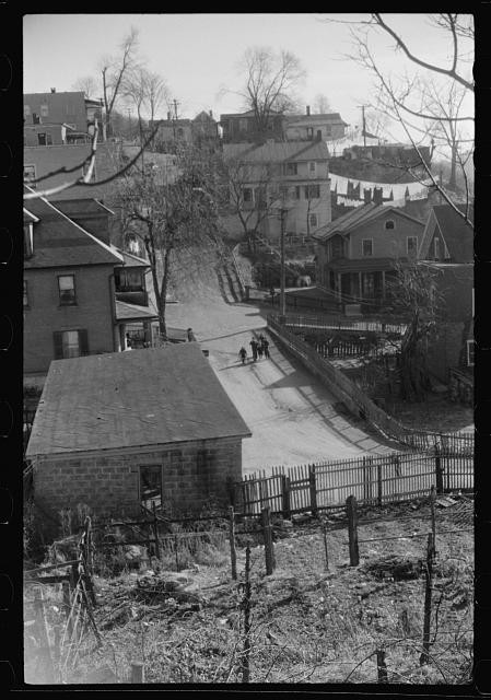 Photo:1930s Residential Street Hill Houses Laundry Children