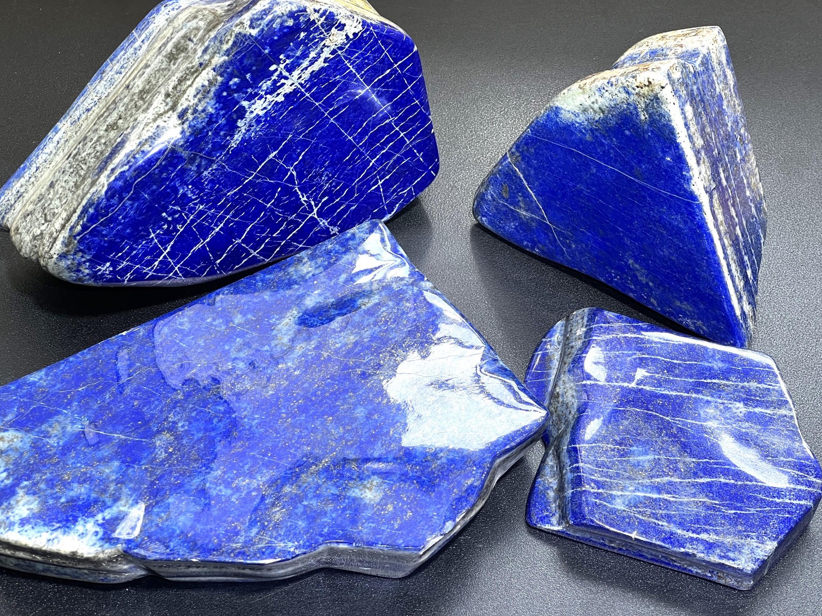 Large Blue Lapis Lazuli Freeform Polished Slab Boulders Gemstone Decor