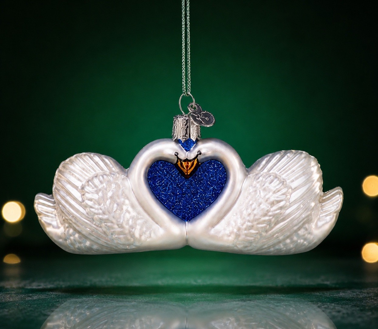 Old World Christmas SWANS in LOVE Glass Ornament w/OldWC Box Retired 2022 Old World Christmas SWANS in LOVE Glass Ornament w/OldWC Box Retired 2022