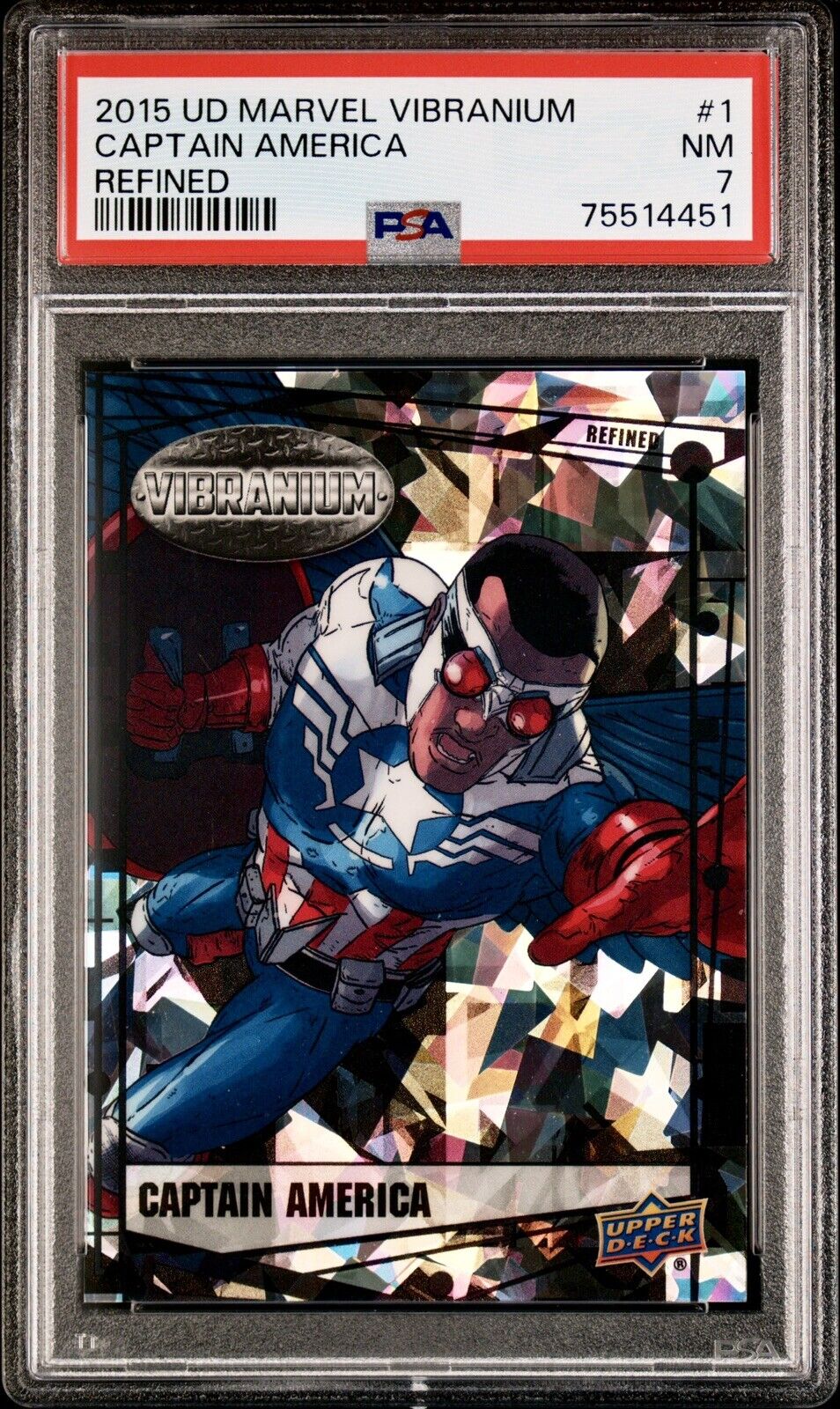 2015 UD Marvel Vibranium Refined /99 #1 Captain America PSA 7 🔥RARE🔥