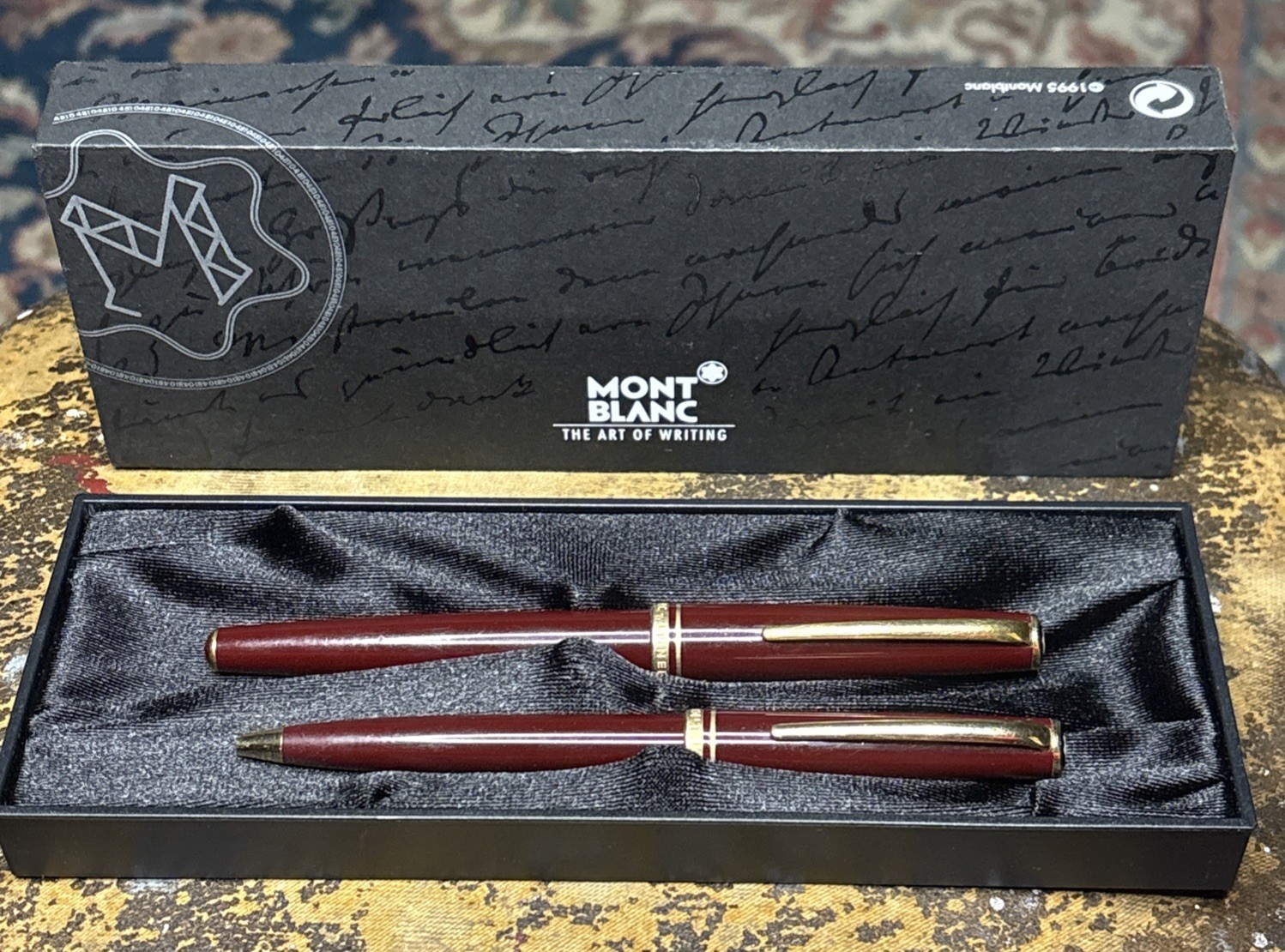 Vtg MontBlanc Generation Bordeaux RB Ballpoint Pen Maroon W/ Gold Trim MB13304